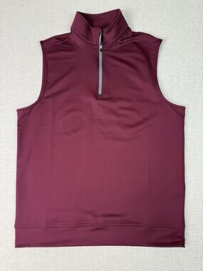 Dunning 1/4 Zip Golf Vest Mens Medium Burgundy Performance Stretch Sleeveless